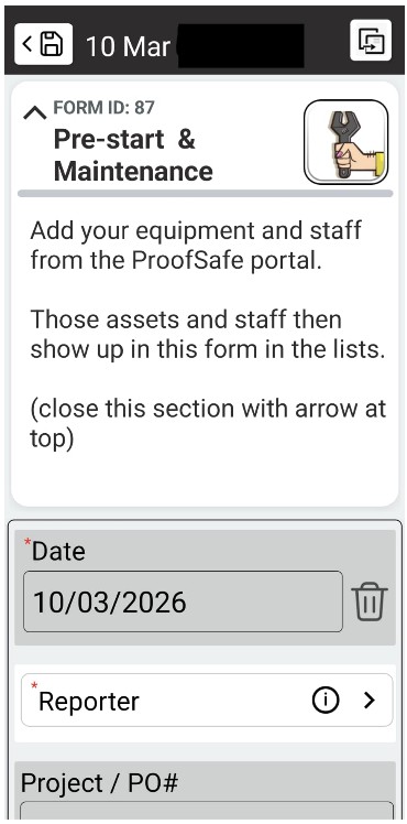 ProofSafe Pre-Start App